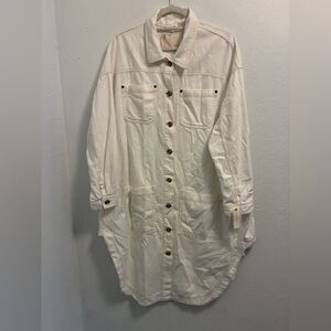 Pilcro Anthropologie Oversized Ivory White shirt jacket